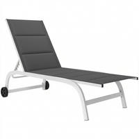 SONNENLIEGE Garten-Sonnenliege mit Rollen aus Texteline mit Aluminiumrahmen,165*62*94 cm ,dunkelgrau und weiß - Grau, Metall (62/94/165cm) - Vallsero