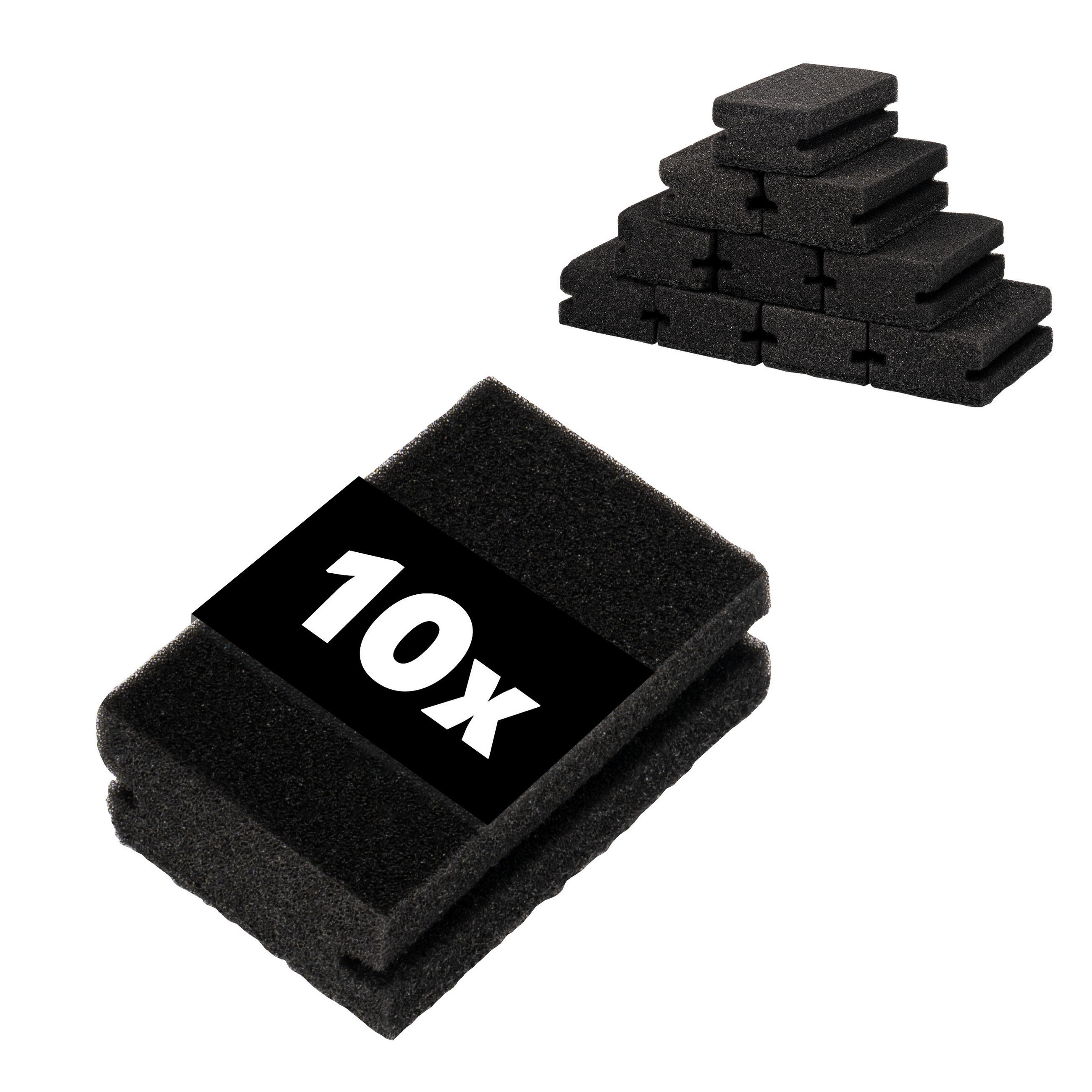 SPÜLSCHWAMMSET 10tlg., weiche und Scheuerseite - Dunkelgrau, Kunststoff (10/4/7cm) - eluno