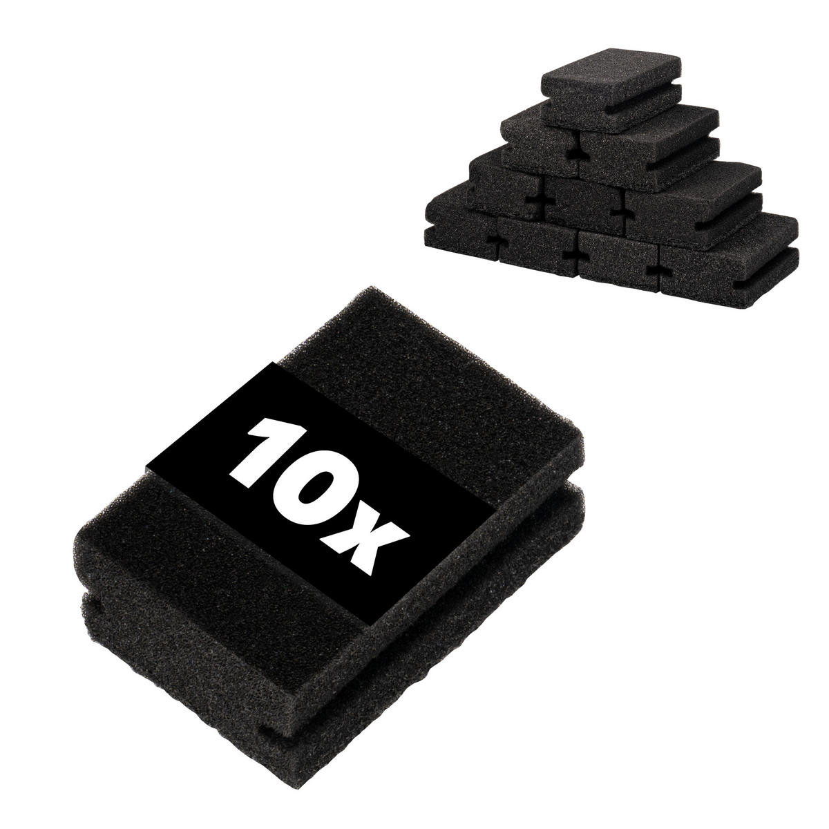 SPÜLSCHWAMMSET 10tlg., weiche und Scheuerseite - Dunkelgrau, Kunststoff (10/4/7cm) - eluno