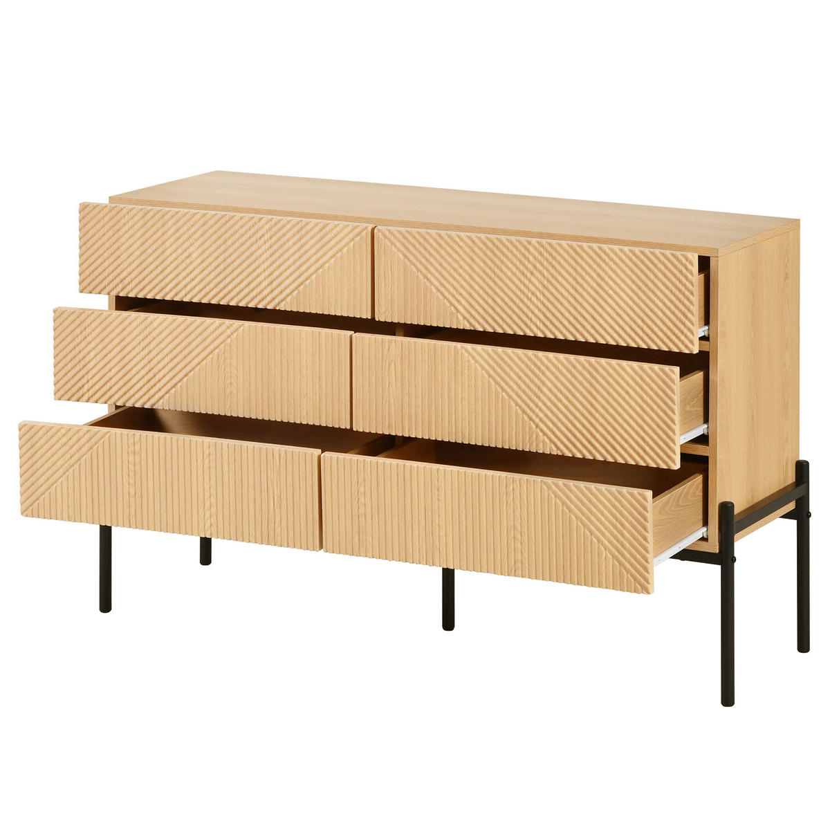 SIDEBOARD 115,5/38/75 cm Natur aus MDF mit 6 Schubladen - Naturfarben, Holzwerkstoff (115.5/75/38cm) - OKWISH