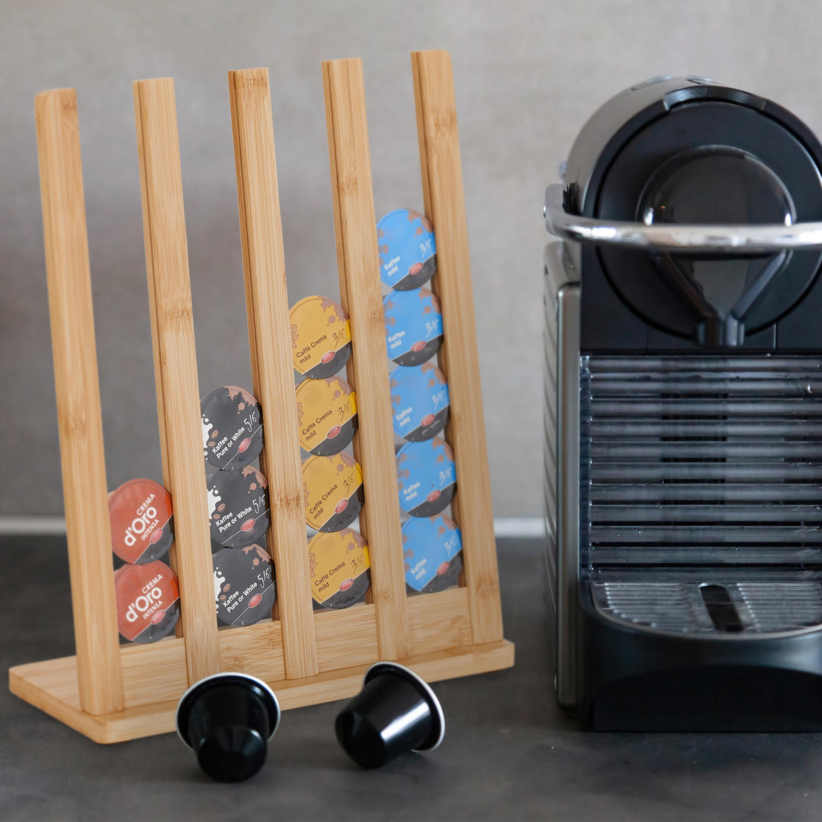 KAPSELHALTER - Hellbraun, Holz (26/34.5/11cm) - Relaxdays