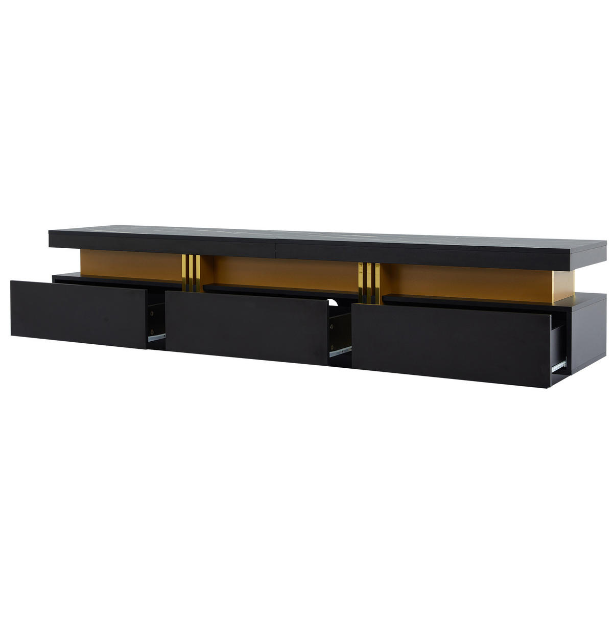 TV-ELEMENT 2-tlg. mit Couchtisch 200 cm Schwarz - Schwarz, Holzwerkstoff (200/40/42cm) - Meubliv