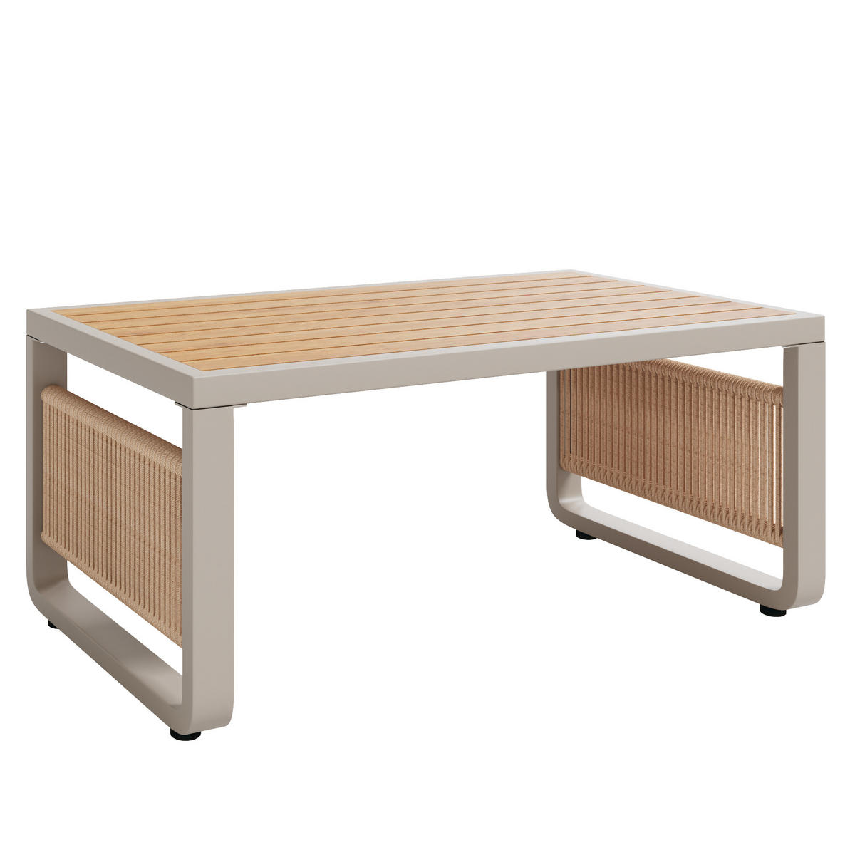 LOUNGEGARNITUR aus Metall & wasserabweisendem Stoff Beige mit verstellbaren Füßen - Beige, Metall - Modfu