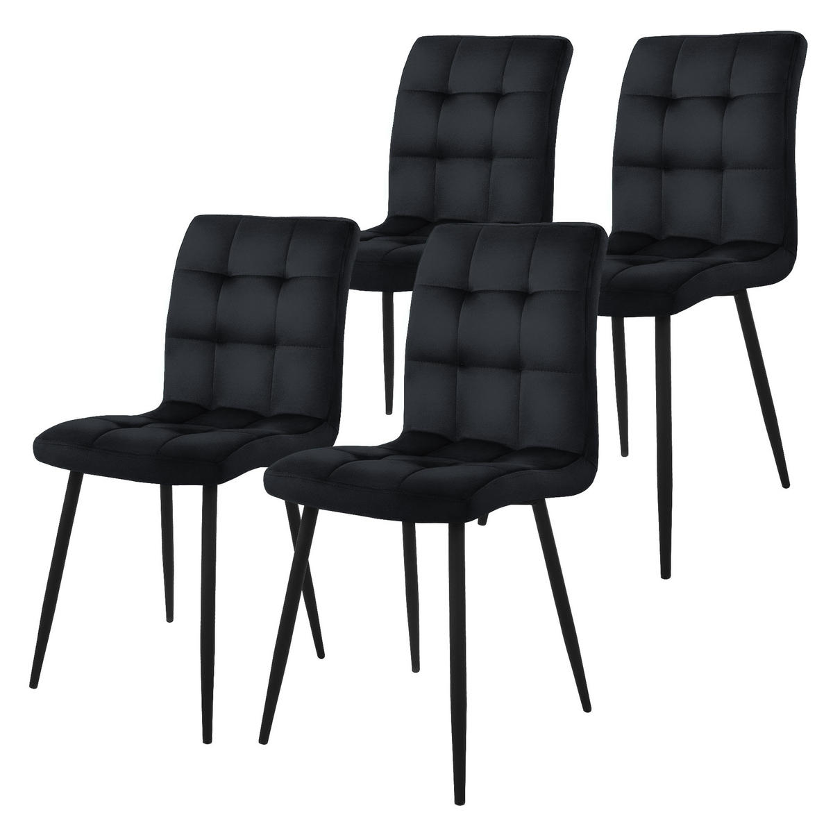 ESSZIMMERSTUHL Samt Schwarz 4er Set - Schwarz, Metall (41/89/49cm) - ML-DESIGN
