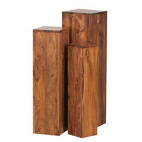 BEISTELLTISCH 3er Set LANE Dekosäulen - Sheeshamfarben, Holz (24.5/24.5/85cm) - tinkaro