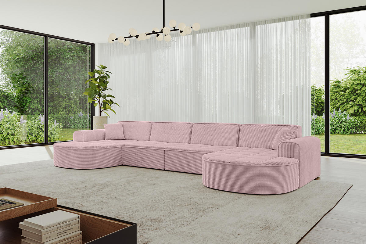 WOHNLANDSCHAFT TARO-U2 - 388x171x79,5 cm Rosa - Rosa, Holzwerkstoff/Textil (388/79.5/171cm) - ALTDECOR