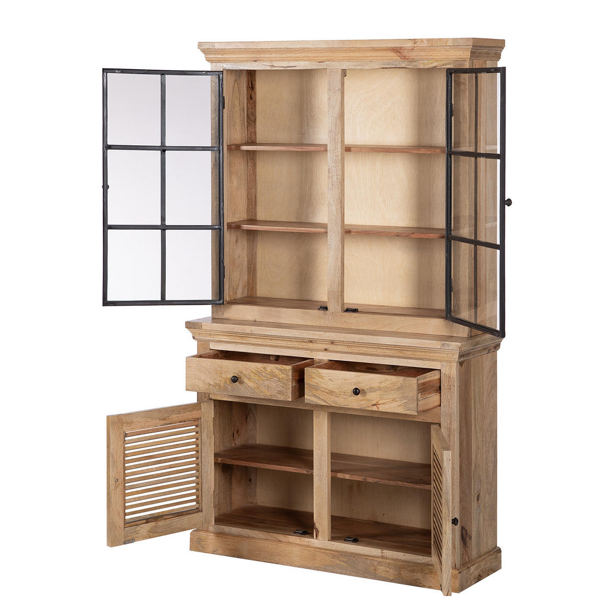 BUFFET - Mango massiv / Eisen - Naturfarben, Holzwerkstoff (120/200/40cm) - home24