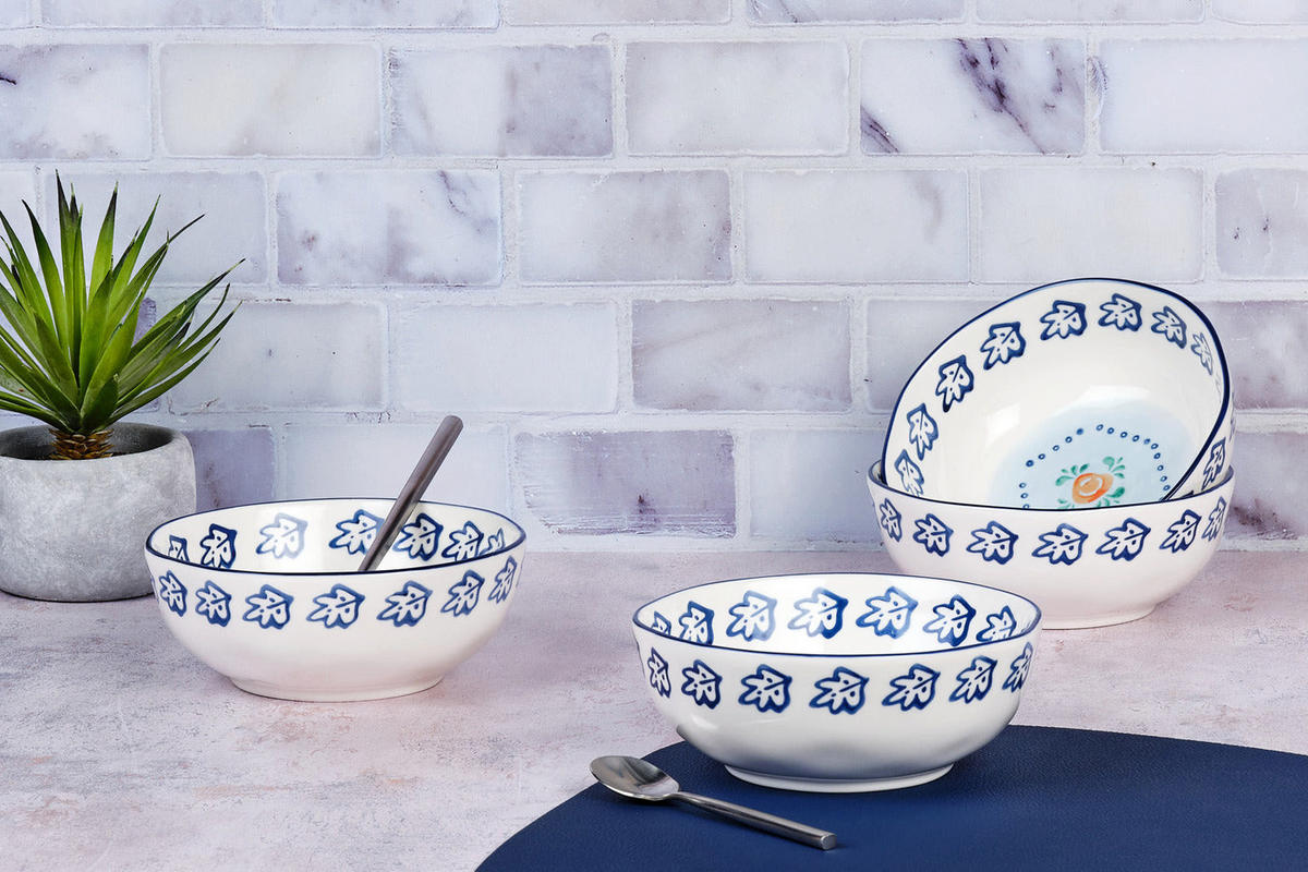 SCHALEN Napoli Ø17,5cm - 4er-Set - Zitrusfrucht - Weiß, Keramik (17.5cm) - Björn
