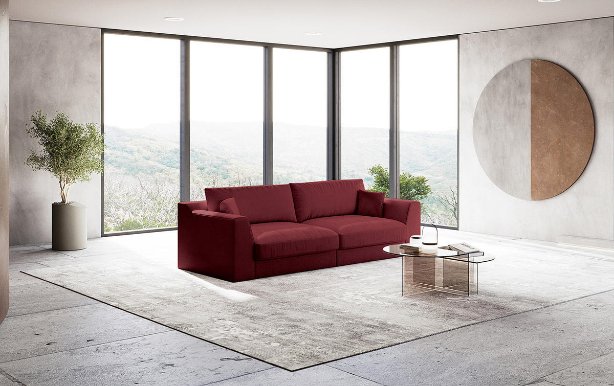 BIG-SOFA - Weinrot, Kunststoff/Textil (274/90/112cm) - home24
