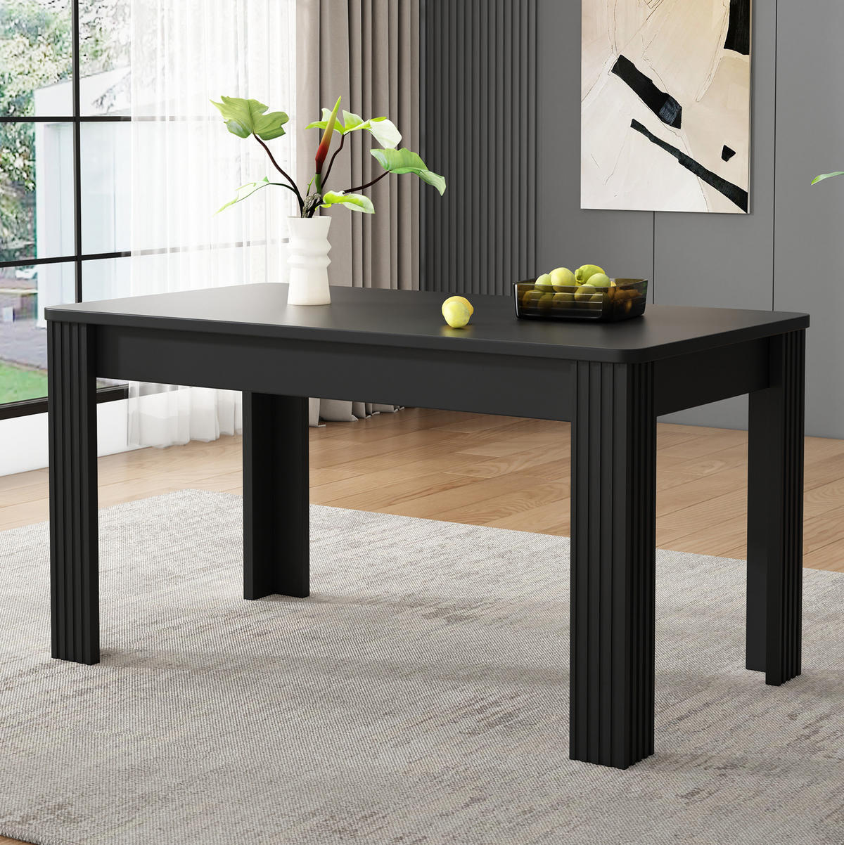 ESSTISCH 75x65x116 cm in Schwarz aus Spanplatte mit pflegeleichter Tischplatte - Schwarz, Holzwerkstoff (65/116/75cm) - Modfu