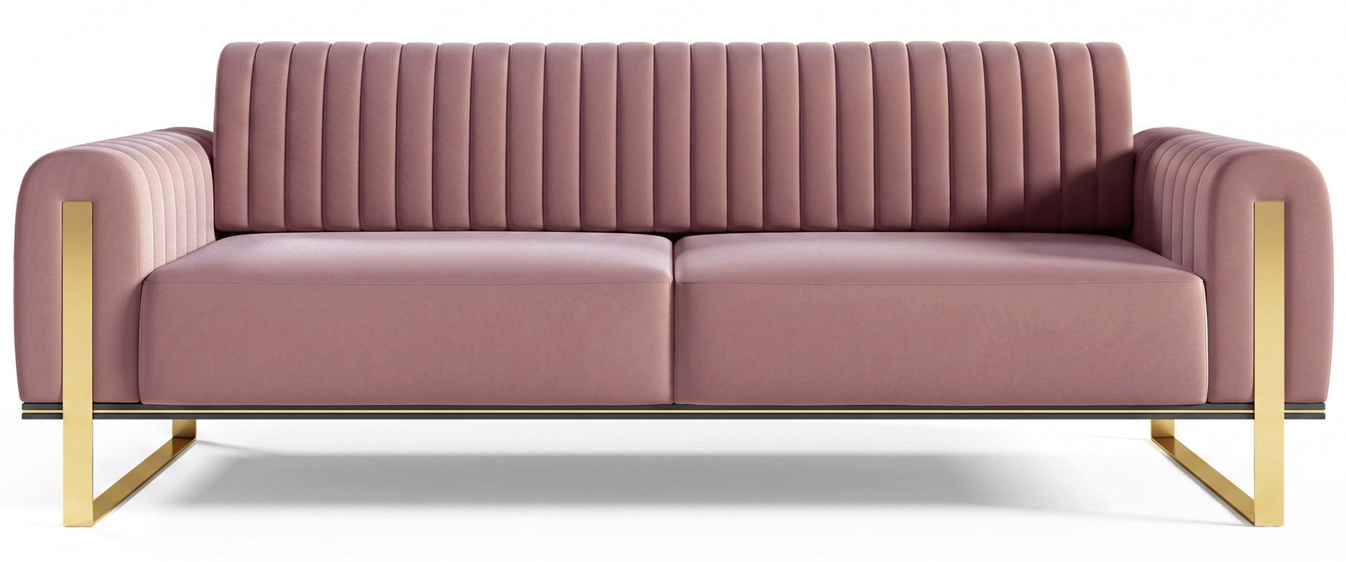 SOFA Parissa 228 cm - Pink/Goldfarben, Holz/Metall (228/79/92cm) - Selsey