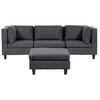 3-SITZER-SOFA Leinenoptik dunkelgrau mit Ottomane Unstad - Schwarz/Grau, Textil (228/72/76cm) - Beliani