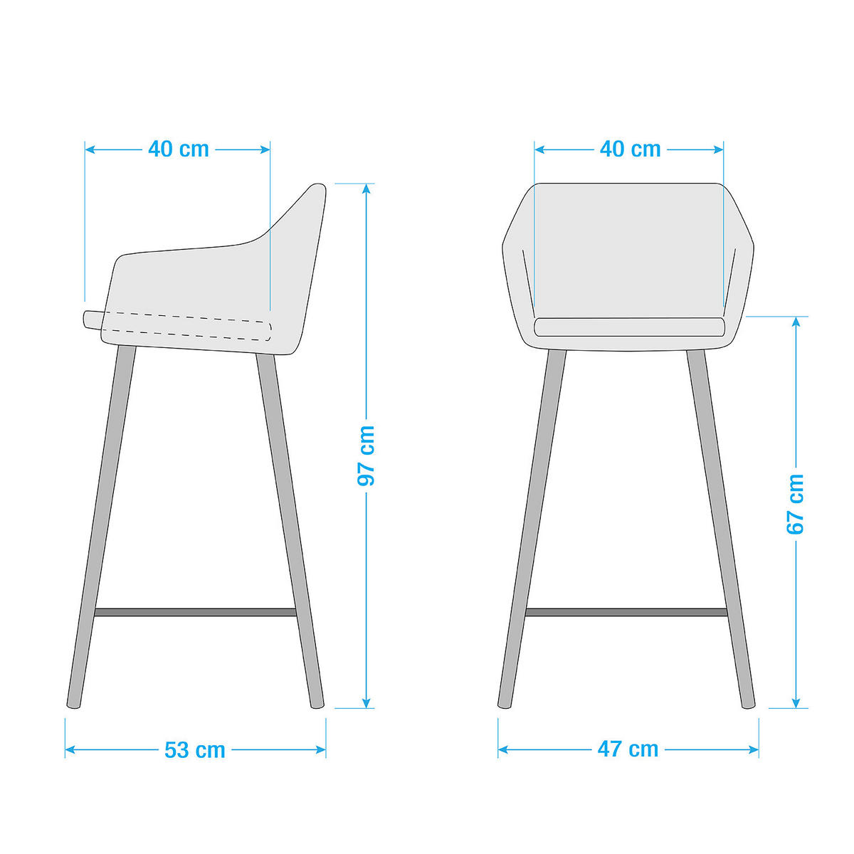 BARSTUHL - Cord-Samt - Dunkelgrün, Textil (47/97/53cm) - home24
