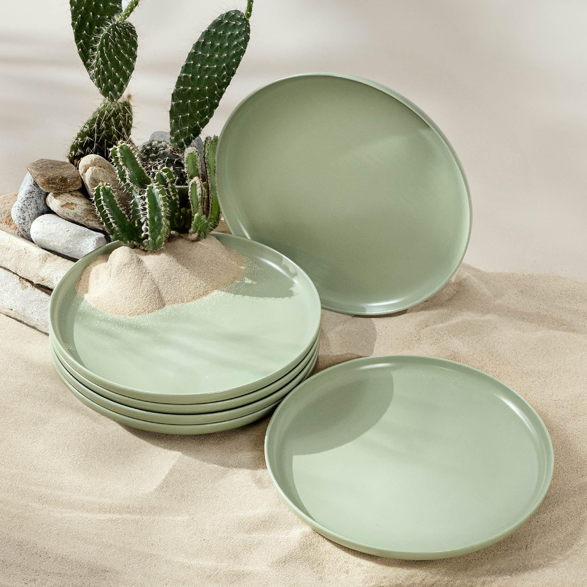 TELLER-SET VICTO 6-tlg Dessertteller - Grün, Keramik (20/2/20cm) - KONSIMO®