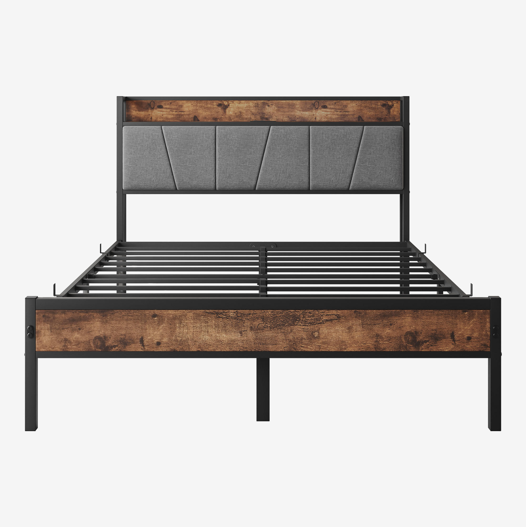 METALLBETT 120/200 cm Braun mit LED und USB - Braun, Metall (120/200cm) - Oxeza