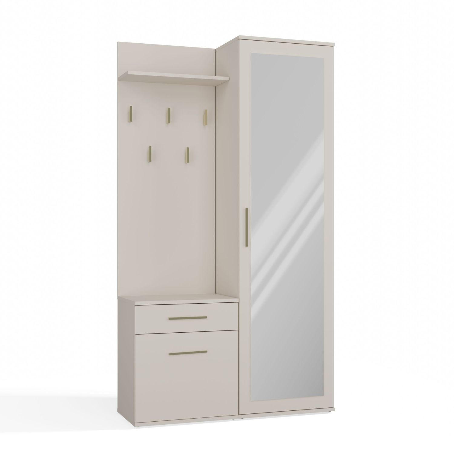 GARDEROBENSET Gustav (3-teilig) - Beige, Holzwerkstoff (50/180/35cm) - kommodly