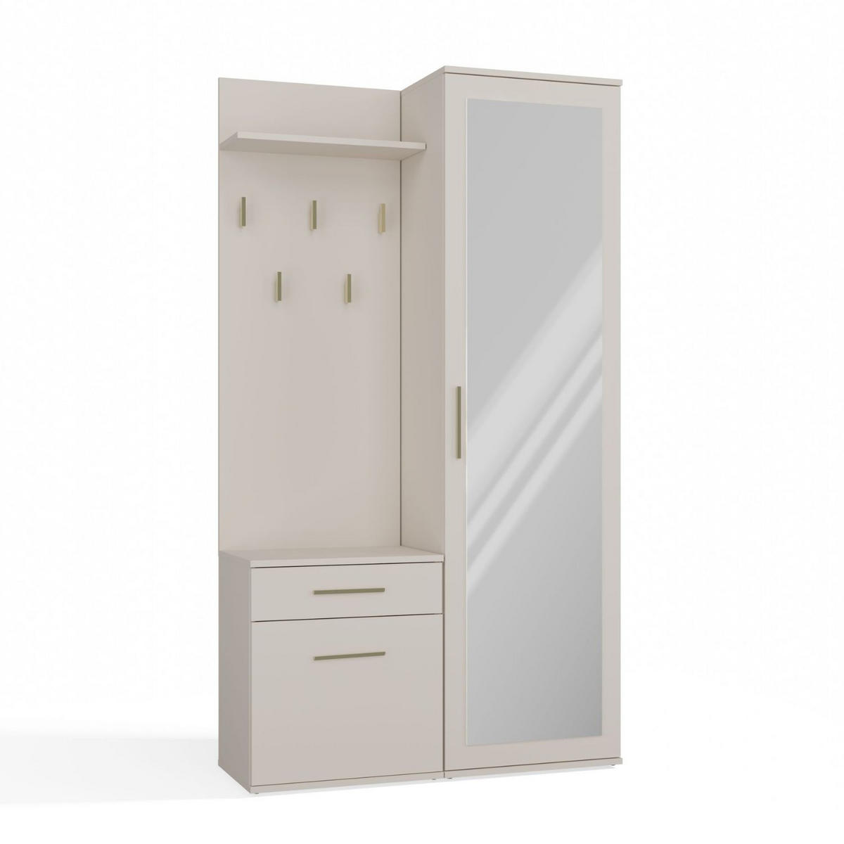 GARDEROBENSET Gustav (3-teilig) - Beige, Holzwerkstoff (50/180/35cm) - kommodly