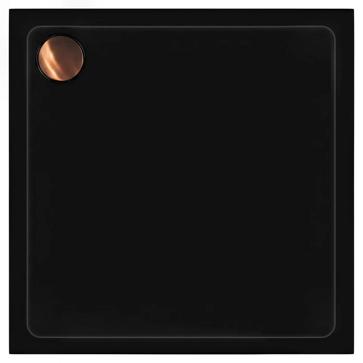 ACRYL Duschwanne Rea Savoy Black 80x80 Gebürstete Gold Abdeckung - Schwarz, Keramik (80/6/80cm) - REA