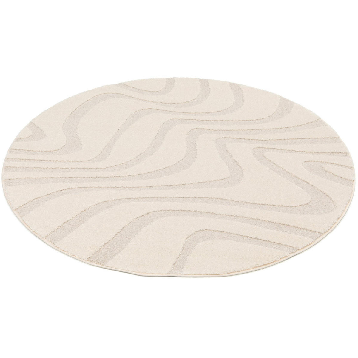 TEPPICH rund skandinavisches Häkelmotiv beige - Beige, Textil (160/160cm) - AFK Living