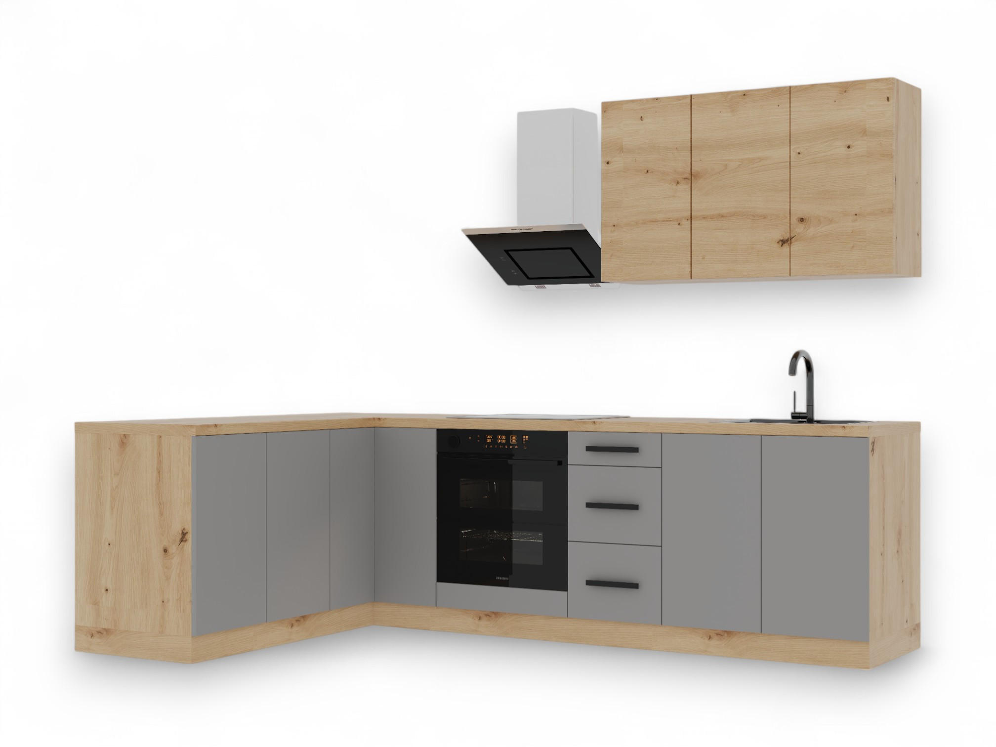 WINKELKÜCHE 270 cm Langen K99-M270 - Beige/Eiche Artisan, Holz (270/212/170cm)