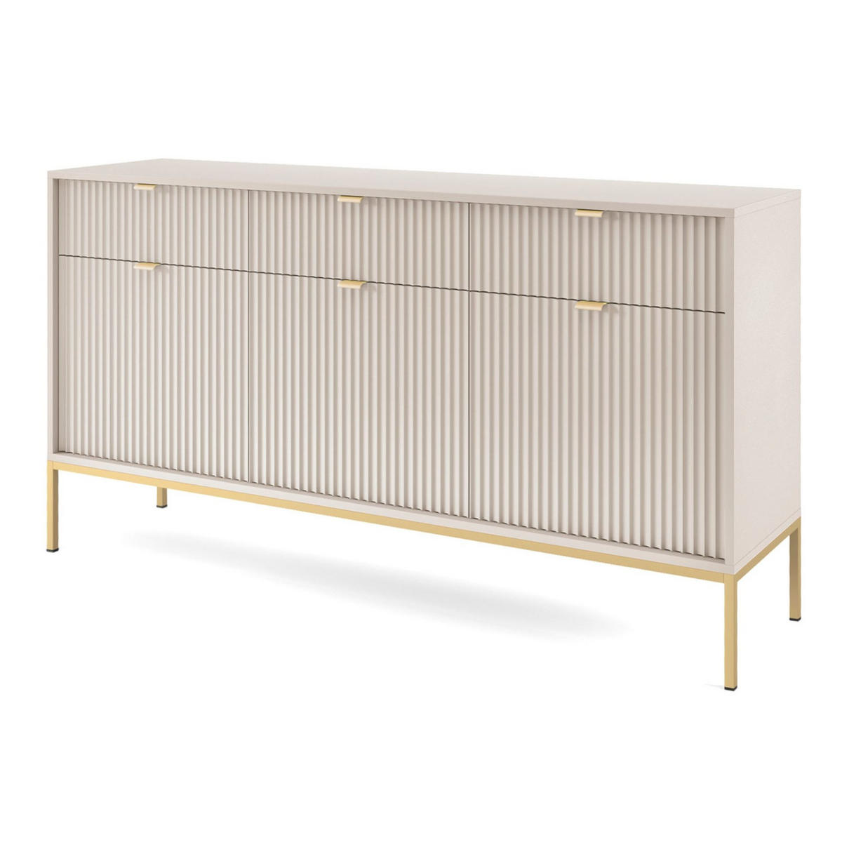 VELLORE Sideboard - Ecru/Beige, Holzwerkstoff/Metall (154/83/39cm) - Selsey