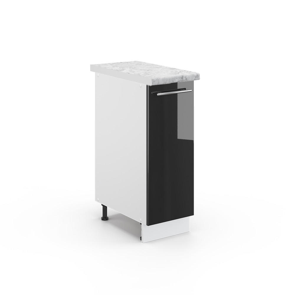 APOTHEKERUNTERSCHRANK Fame-Line Anthrazit Hochglanz 30 cm, AP Marmor - Anthrazit/Weiß, Holzwerkstoff (30/82/60cm) - Vicco