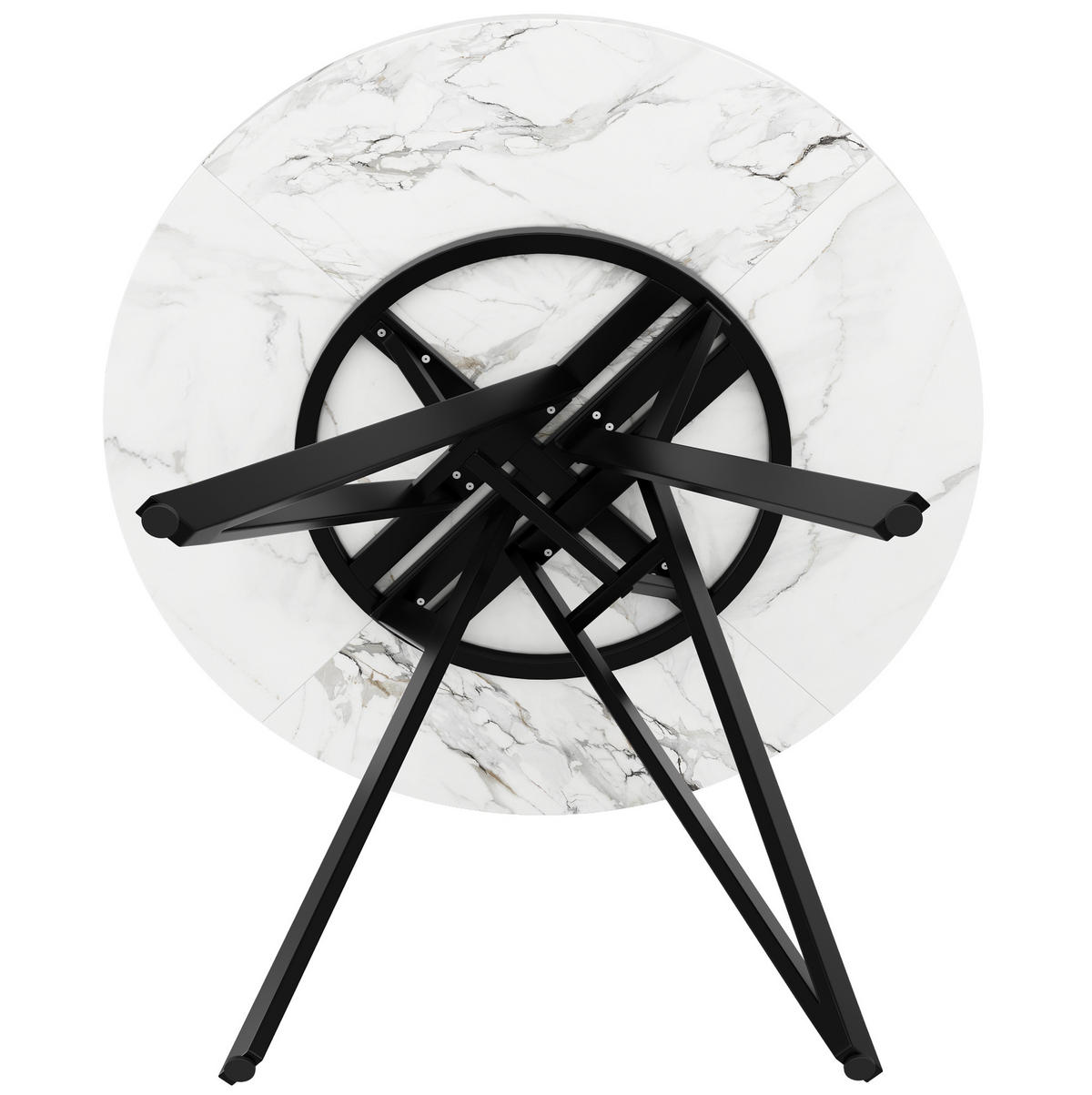 STOL za blagovaonicu 100/100/76 cm crni, MDF s mramornim dekorom, okrugli - crna, drvni materijal (100/100/76cm) - BEAOK