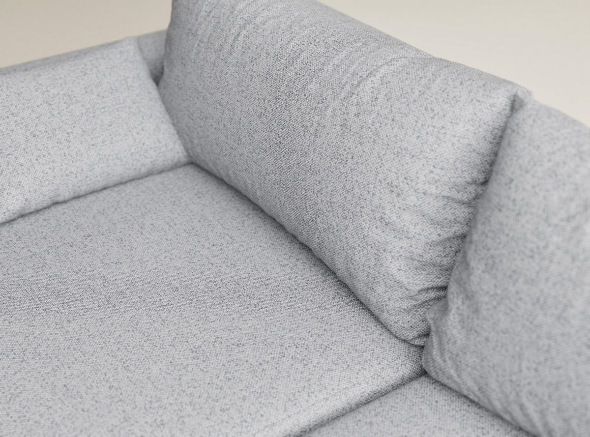 ECKSOFA MIT SCHLAFFUNKTION Leon Hellgrau Webstoff - Hellgrau/Schwarz, Holz/Holzwerkstoff (239/148cm) - Maison de Reve