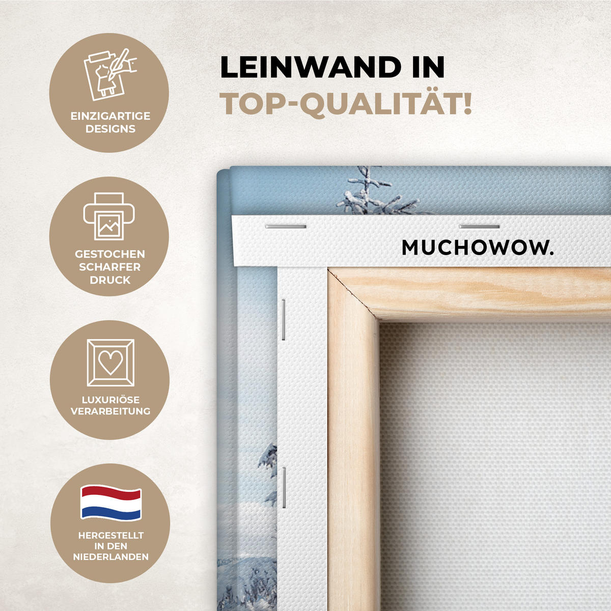 LEINWANDBILD Winterlandschaft - Natur - Berge - Bäume - Schnee 50x50 cm - Hellblau, Textil (50/50cm) - MuchoWow