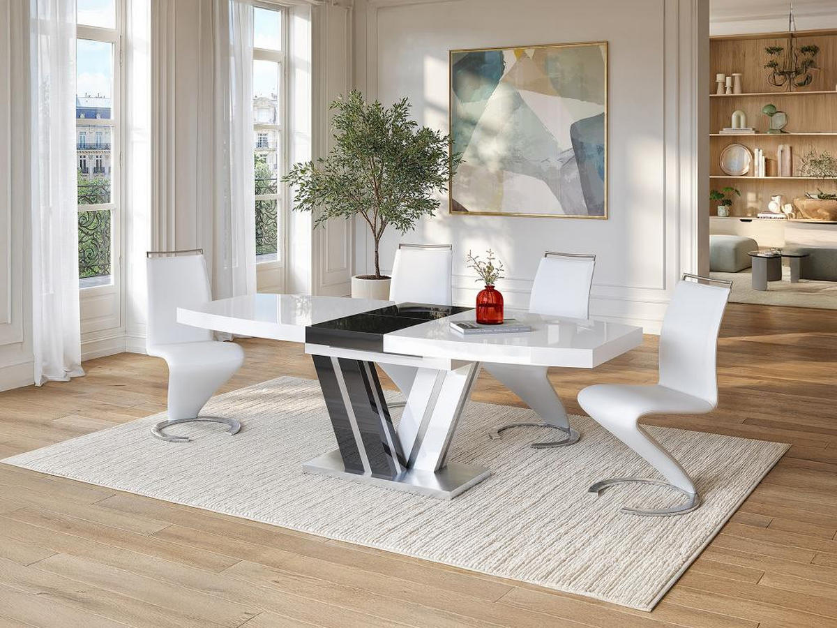 ESSTISCH ausziehbar - 6 bis 8 Personen - MDF lackiert - Grau & Weiß - NOAMI II - Anthrazit, Holz (220/90/75cm) - Vente-Unique