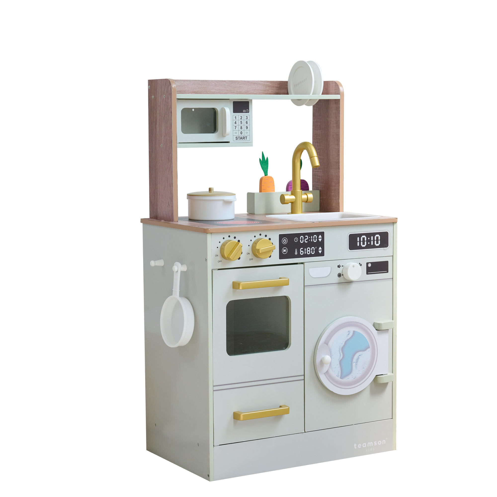 KINDERKÜCHE Spielküche, Grun, 79cm - Grün, Holzwerkstoff (51/31/79cm) - Teamson Kids