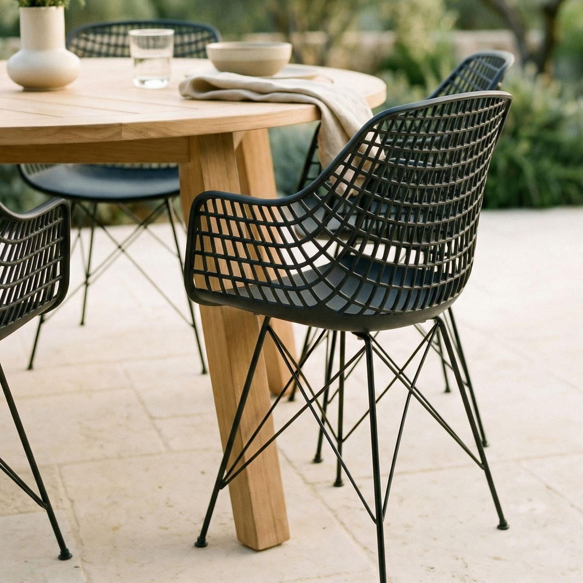 GARTENSTÜHLE ALICANTE 4er-Set schwarz - Schwarz, Textil (59/87/54cm) - IDIMEX