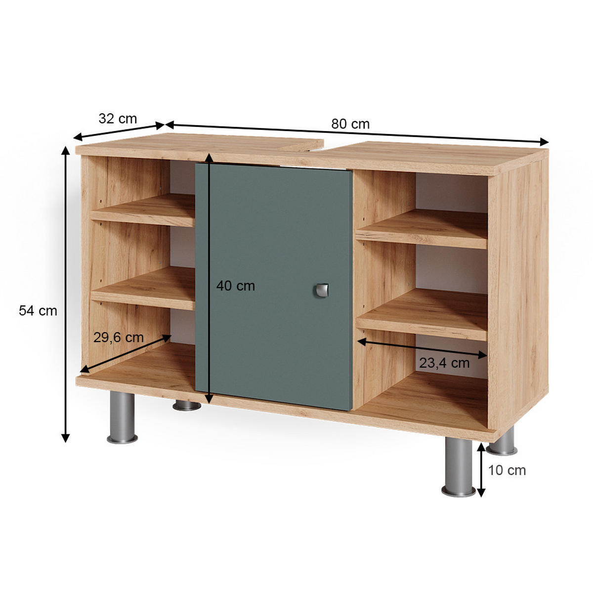 WASCHBECKENUNTERSCHRANK Fynn Grün 80 x 54 cm - Grün, Holzwerkstoff (80/54/32cm) - Vicco