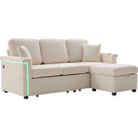 SOFA mit LED und USB/Type-C 194 x 73 x 81 cm Corduroy Beige - Beige, Kunststoff (194/81/73cm) - Meubliv