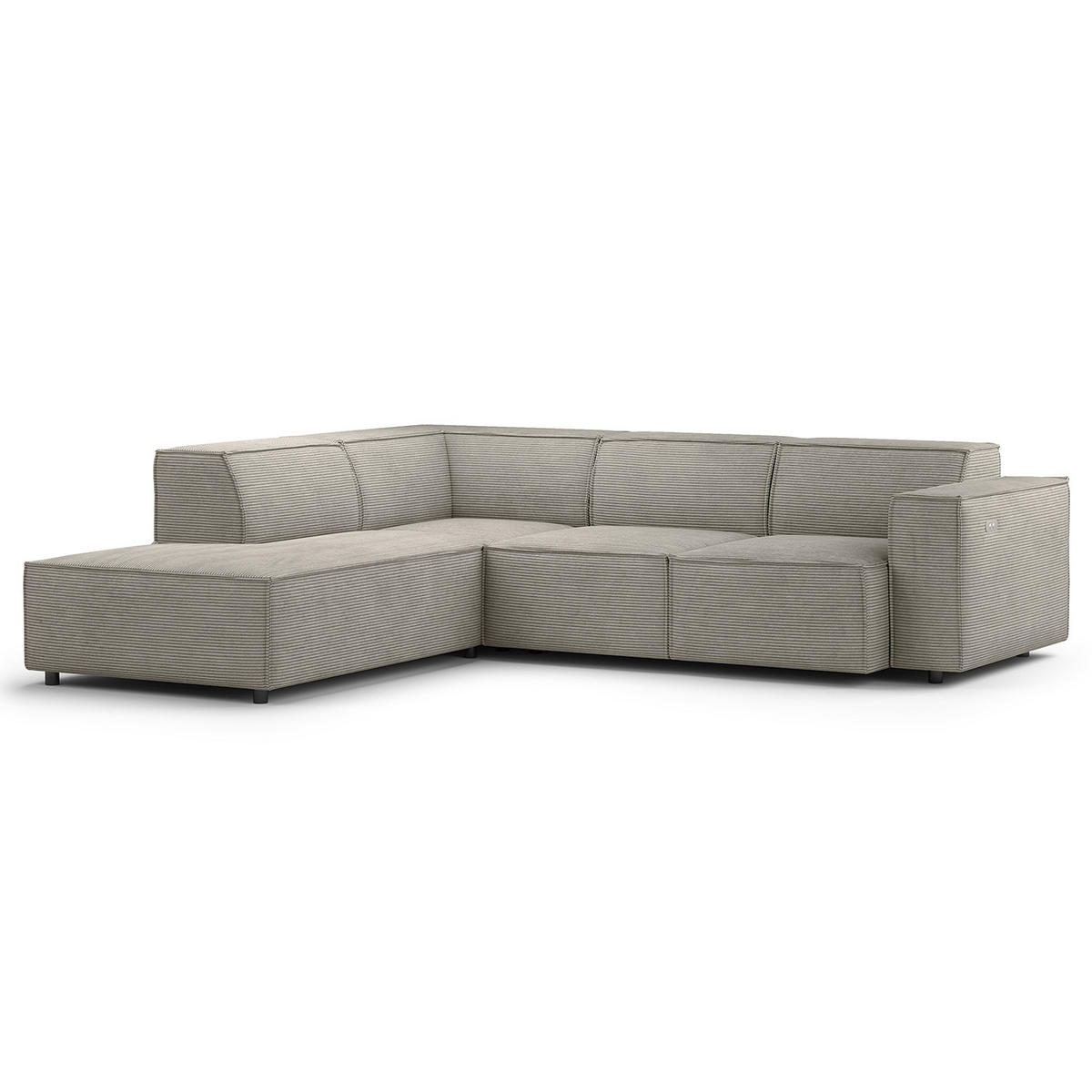 ECKSOFA mit Ottomane - Graubraun/Schwarz, Kunststoff/Textil (260/234cm) - home24