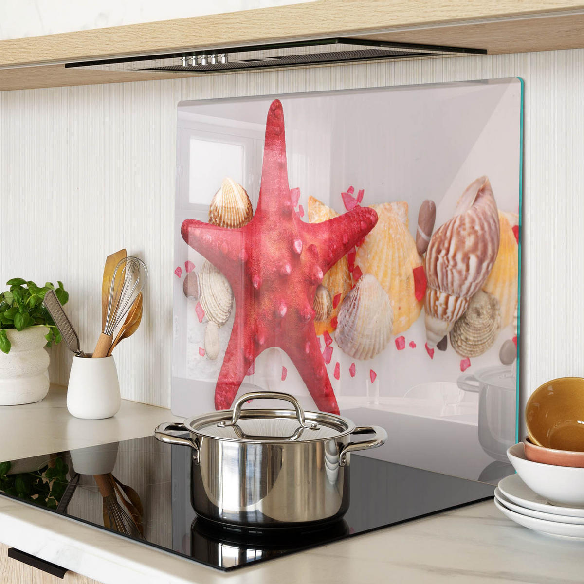 GLASPLATTE 60x52 cm Seesternschalen - Rot, Glas (60/52cm) - TULUP