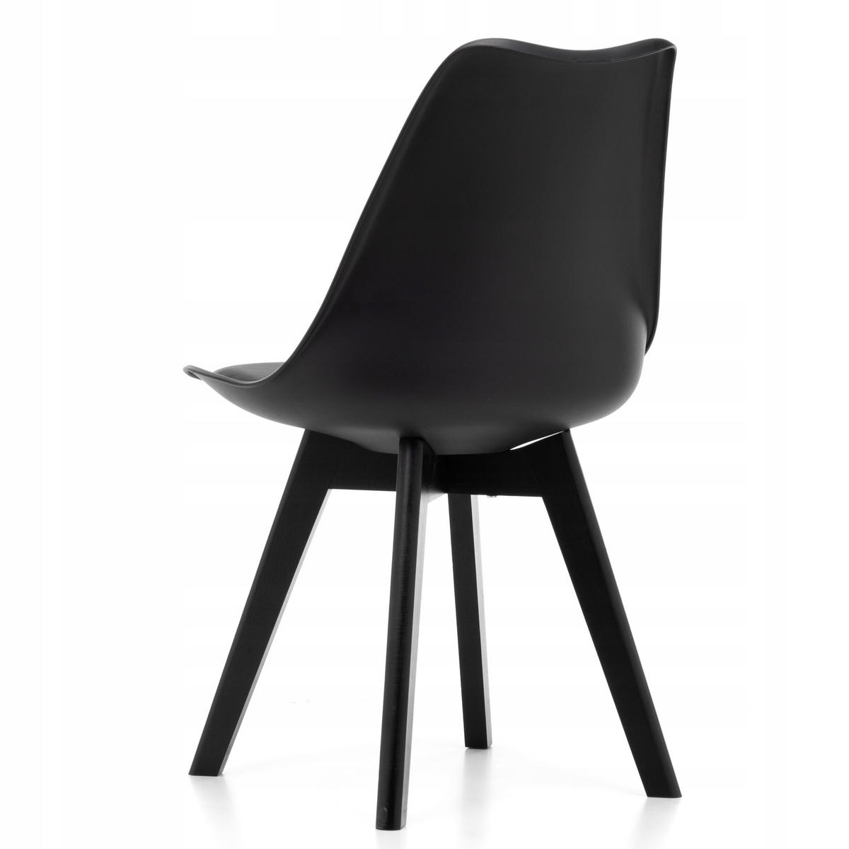 STUHL skandinavisch Dublin schwarz mit Kissen mit dunklen beinen - Schwarz/Naturfarben, Holz/Kunststoff (49/83/54cm) - NEW HOME