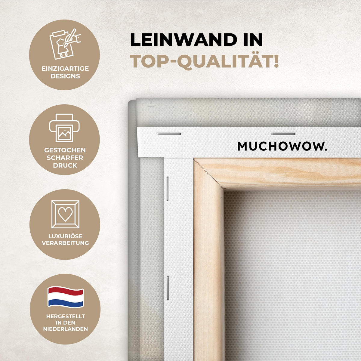 LEINWANDBILD Hase - Ohren - Braun Wandbild Wohnzimmer 60x80 cm - Beige, Textil (60/80cm) - MuchoWow