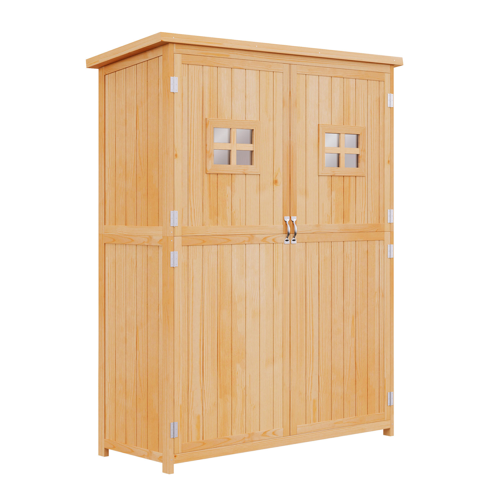 GERÄTESCHUPPEN DE-17564 2 Türen, 2 Fenster mit Bitumendach Naturholz - Naturfarben, Holz (127.5/164/50cm) - ComfortXL