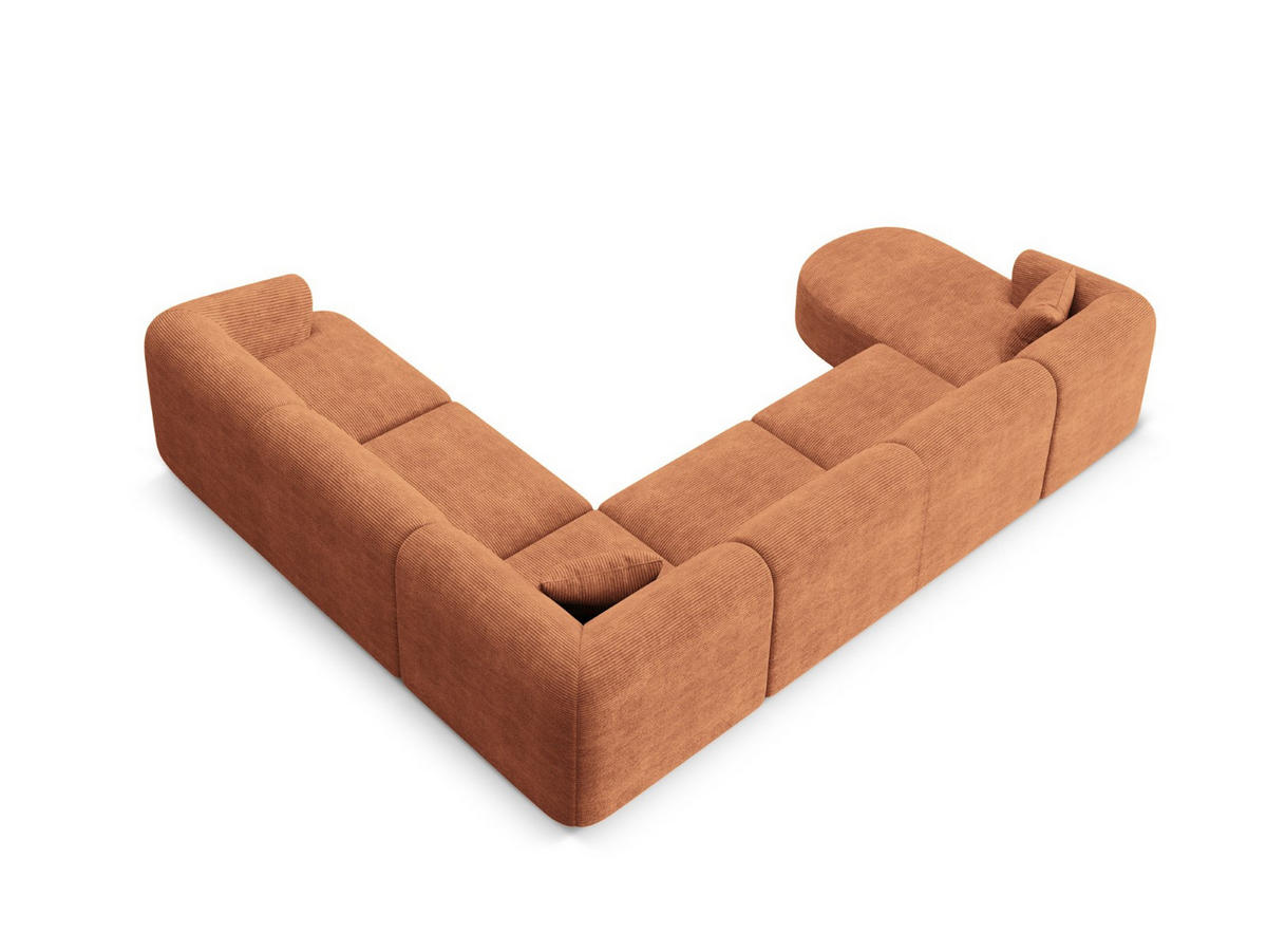 MODULARES-PANORAMASOFA rechts Campi aus Cord terrakotta 7 Sitzplätze - Terracotta, Textil (255/70/330cm) - Cosmopolitan Design