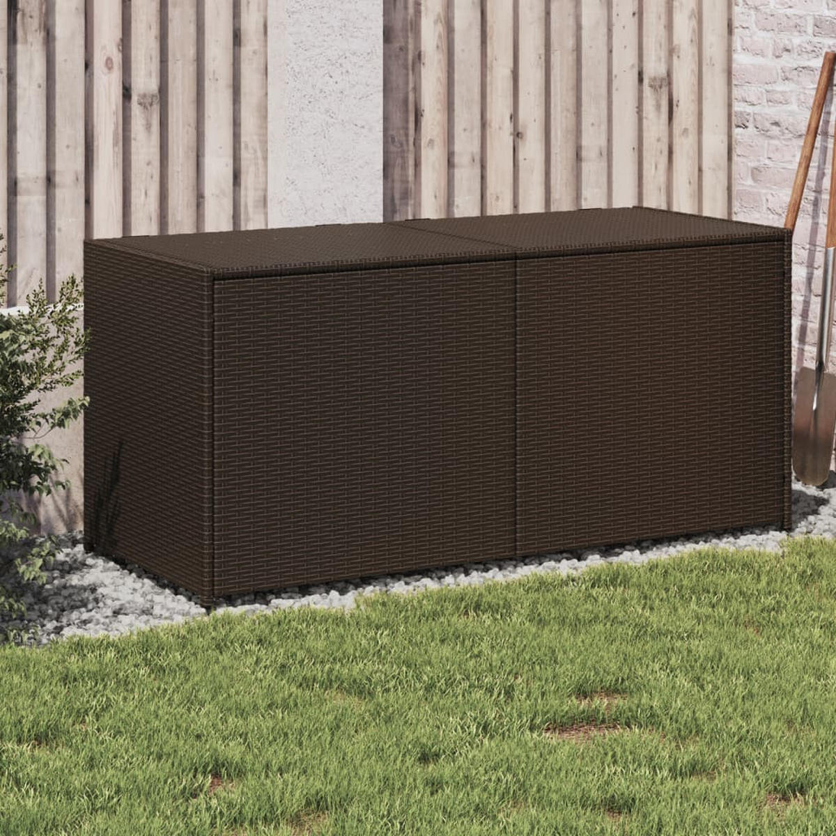 GARTENTRUHE Braun 283L Poly Rattan - Braun, Kunststoff (120/102/50cm) - furnicato