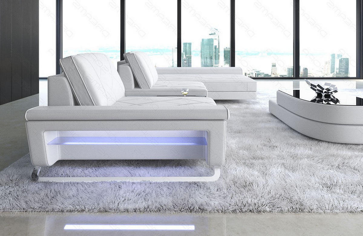 LEDERSOFA Bari L - Weiß, Leder (369/197cm) - Sofa Dreams