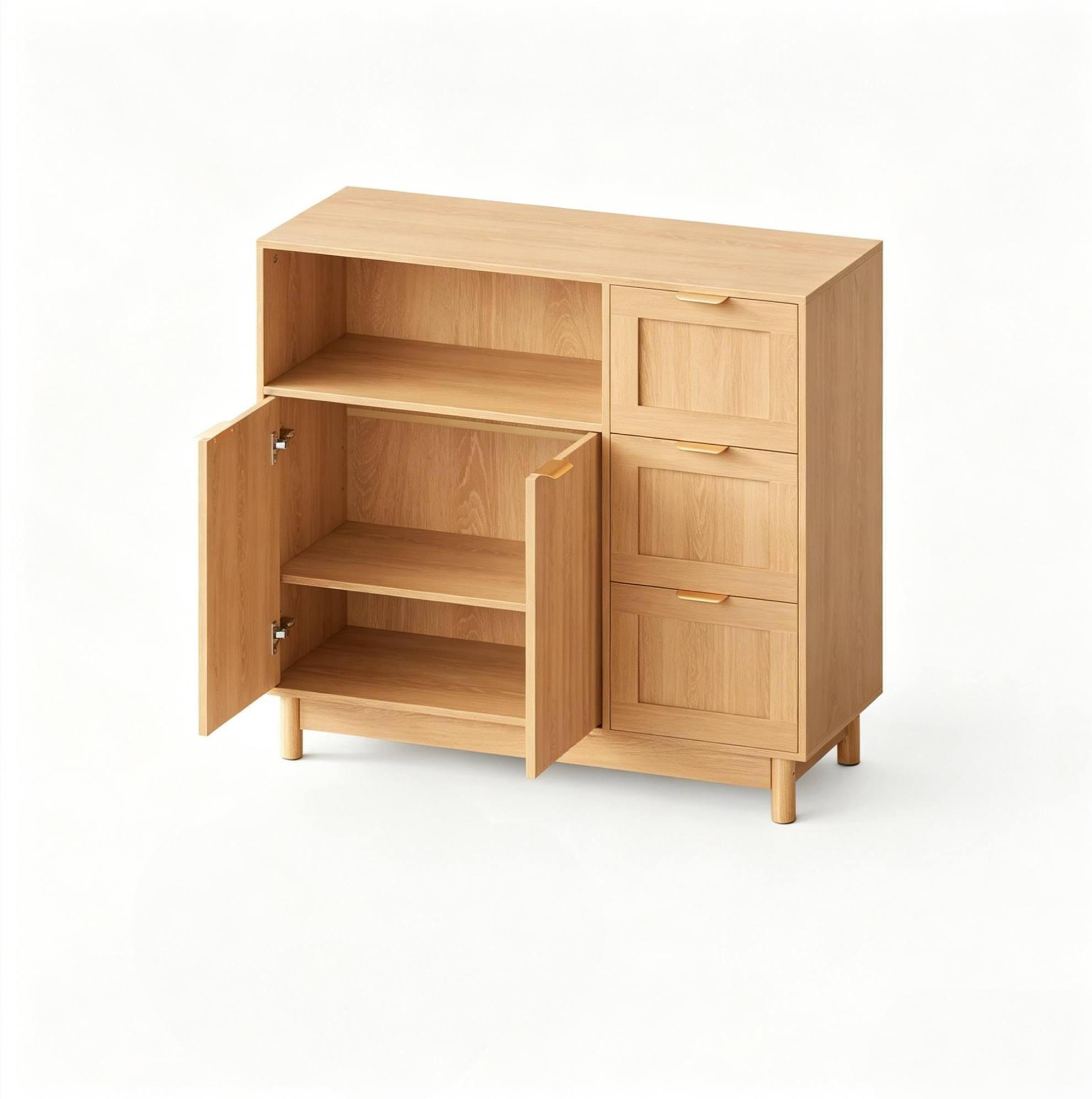 SIDEBOARD 90/35/80 cm Holz aus MDF und Spanplatte mit Stauraum - Eichefarben, Holzwerkstoff (35/80/90cm) - OKWISH