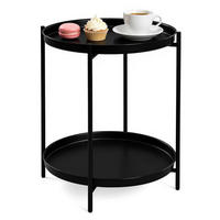 BEISTELLTISCH aus Metall 44x44x53 cm Schwarz mit 2 abnehmbaren Ablagen - Schwarz, Metall (44/44/53cm) - IVMEU