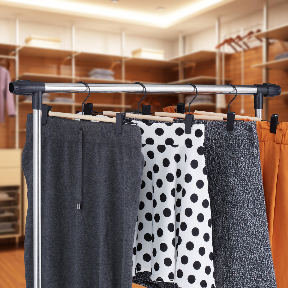 10XOBEŠALNIK za hlače - večbarvno, kovina/les (30.5/11.5/3cm) - Relaxdays