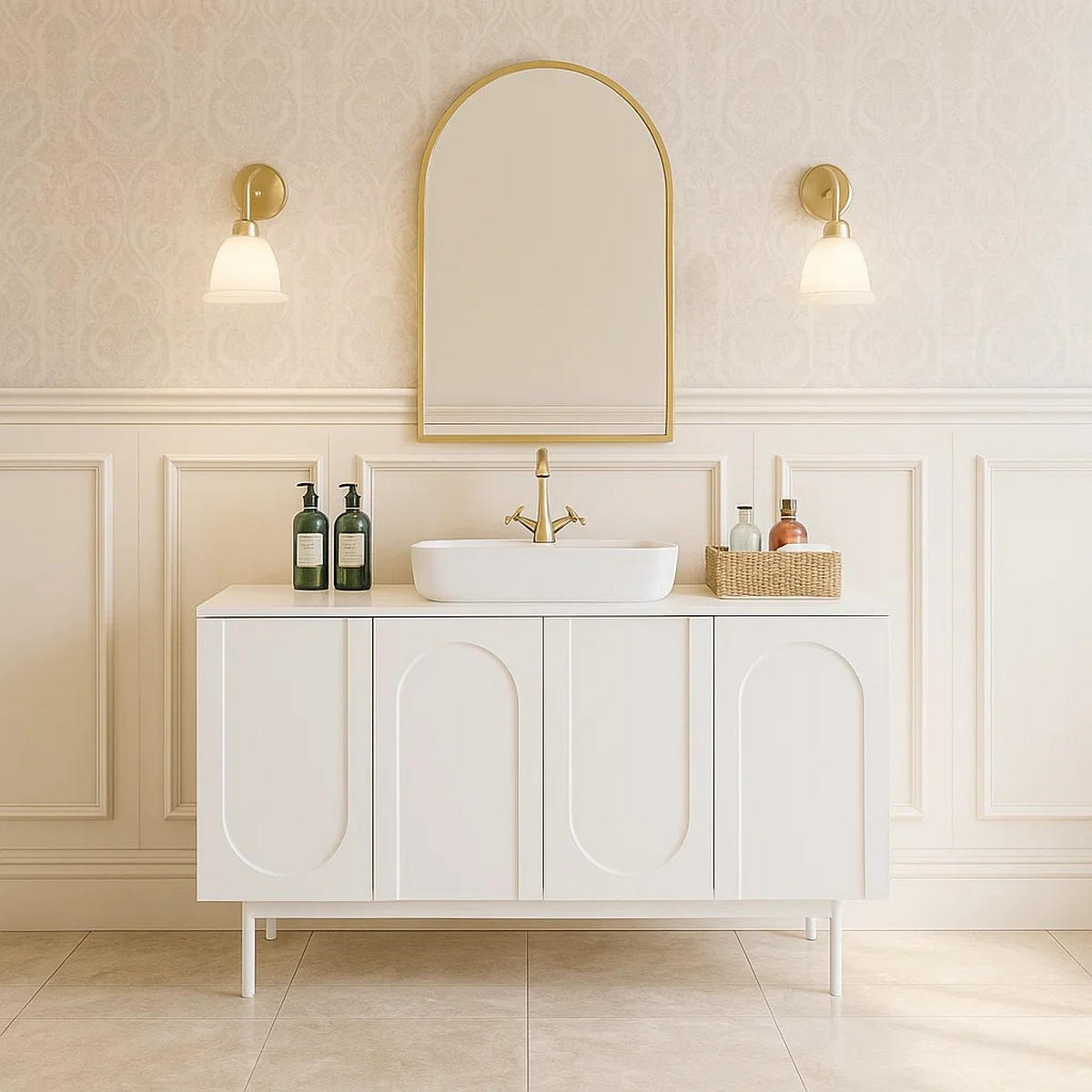 SIDEBOARD mit Druck-zu-Öffnen Türen, 140/42/80cm - Weiß, Holzwerkstoff (140/80/42cm) - Urban Meuble