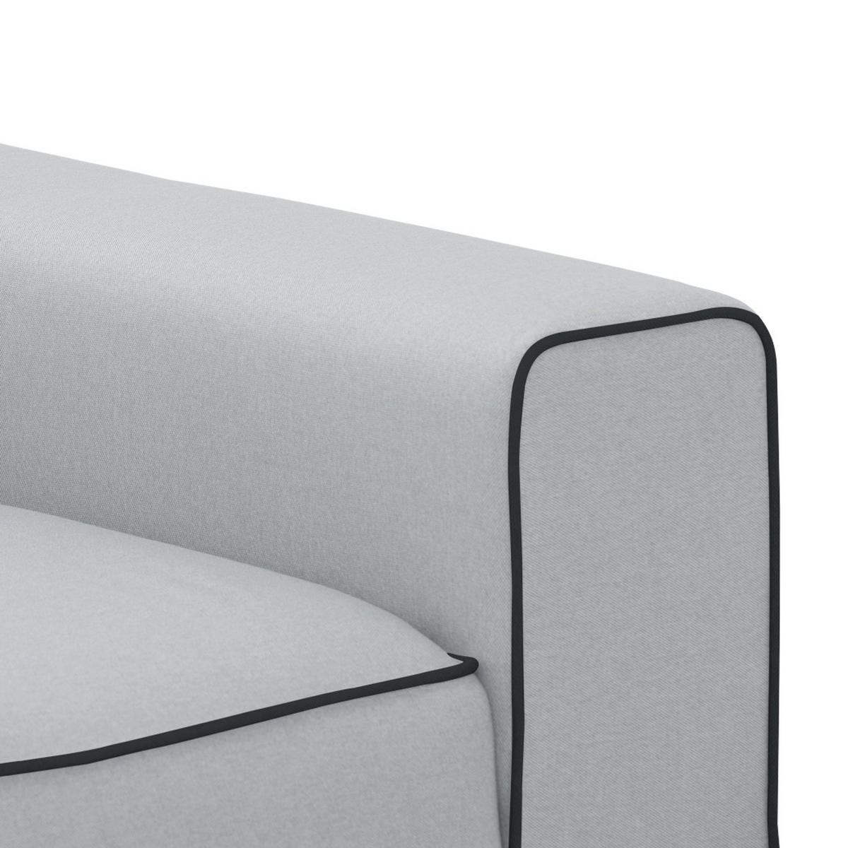 ECKSOFA mit Longchair - Webstoff - Hellgrau/Schwarz, Textil/Metall (285/168cm) - home24