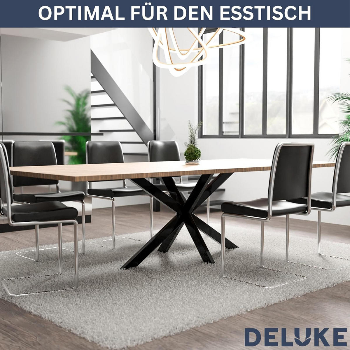 TISCHGESTELL Metall KRYT Schwarz matt 71x150x78 cm - Schwarz, Metall (150/71/78cm) - DELUKE