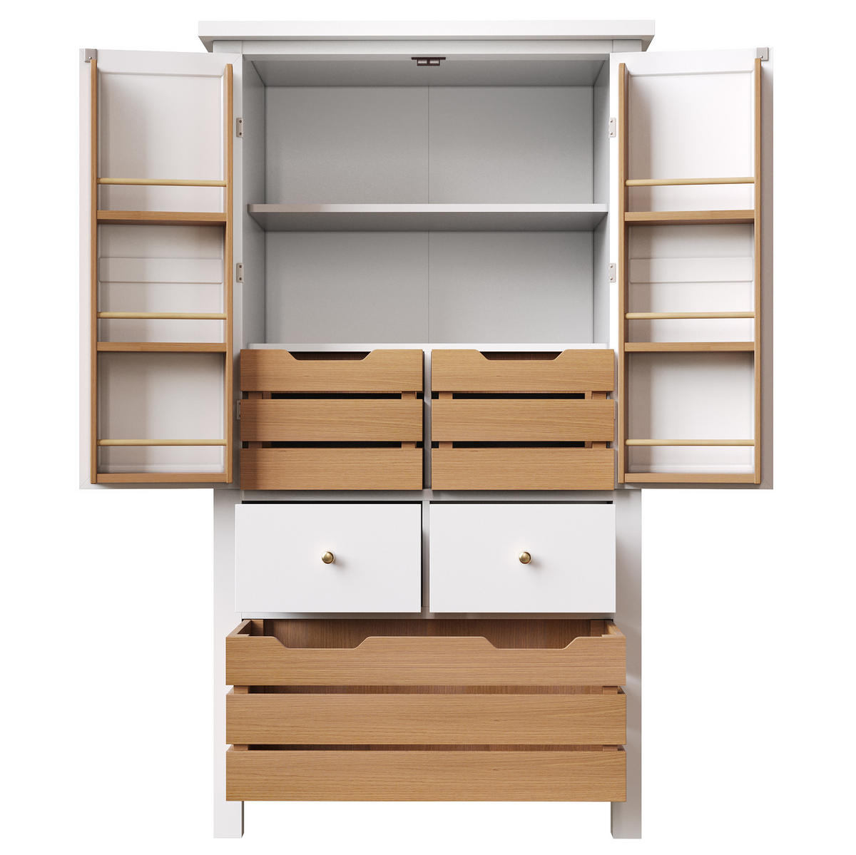 DONJI kuhinjski element, 80/40/140 cm, MDF bijeli, s 2 vrata i 5 ladica - bijela, drvni materijal (80/140/40cm) - BEAOK