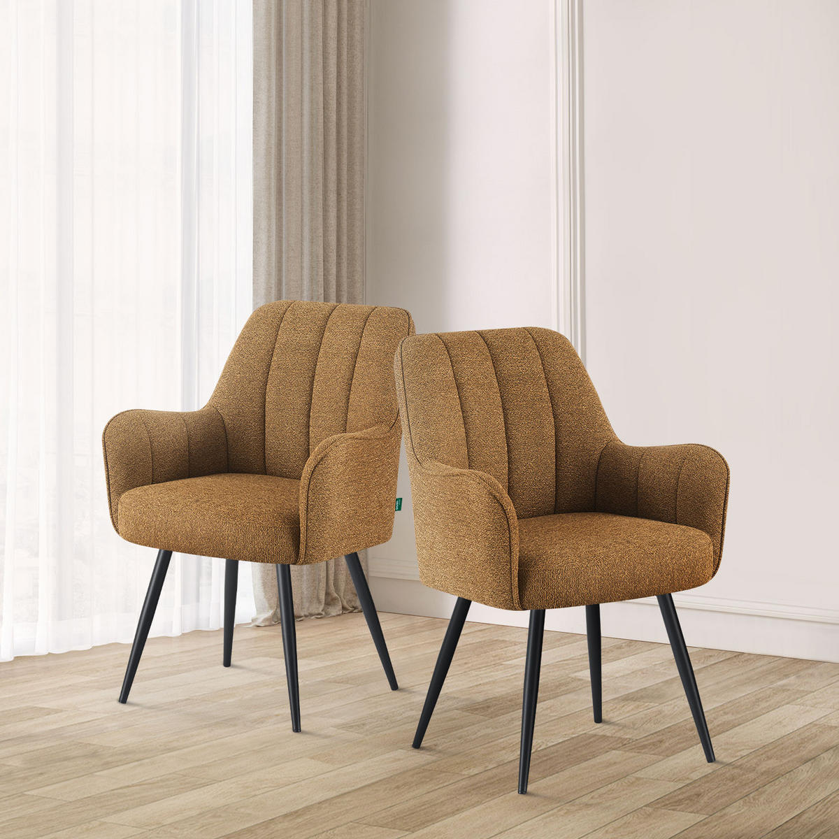 ESSZIMMERSTUHL THOMAS-BELA 2er-Set 4-Fuss-Gestell - Currygelb, Textil (58/87/62cm) - DUBI Möbel
